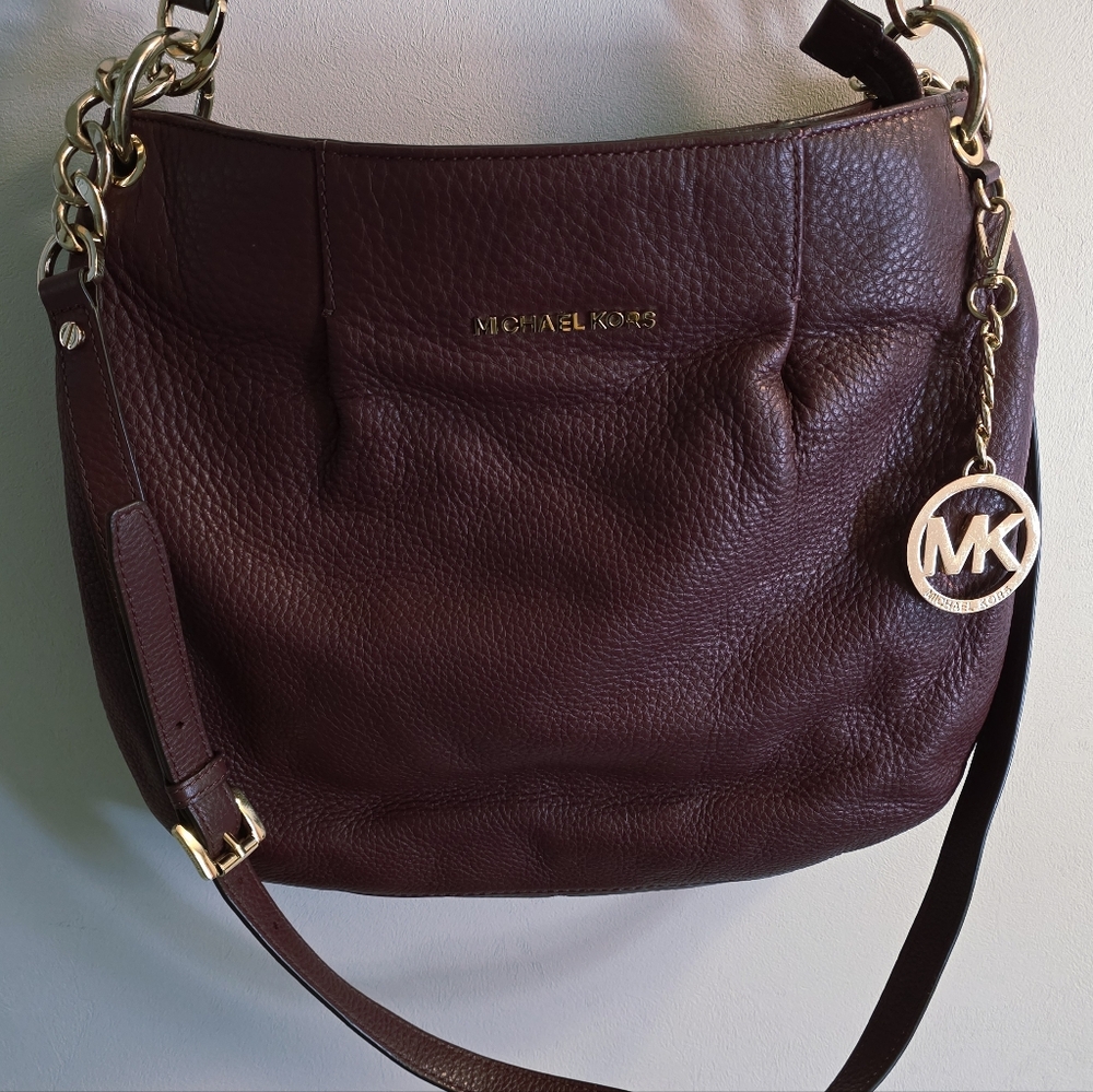 Michael Kors Burgundy Leather Shoulder Bag